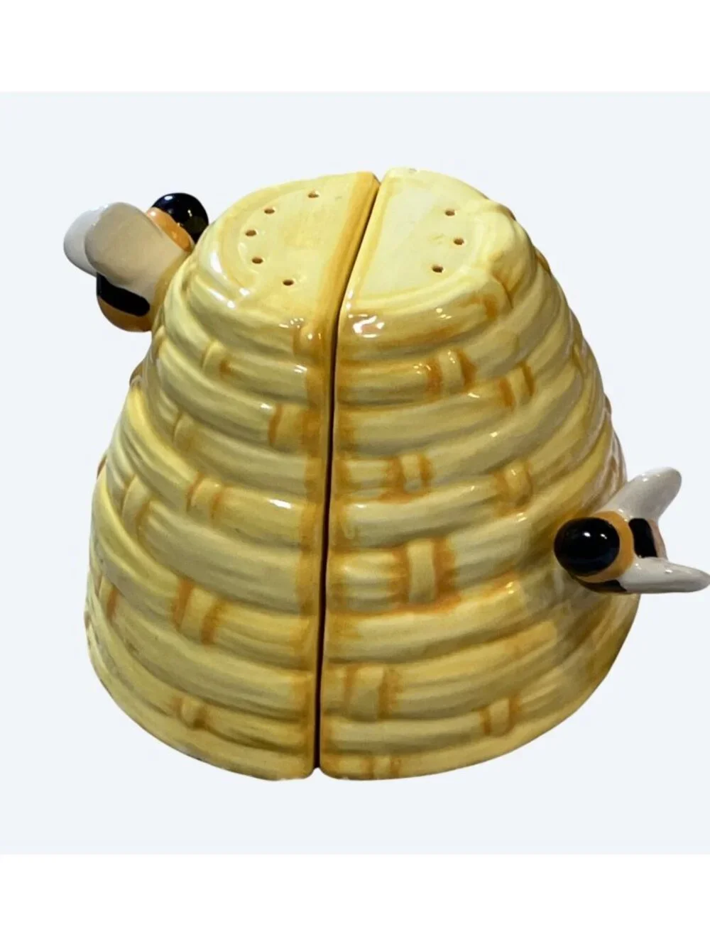 Bee Themed Ceramic Salt and Pepper Shakers By THT 2002  2-Piece Set